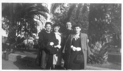 The sisters Lapidus with an unknown man